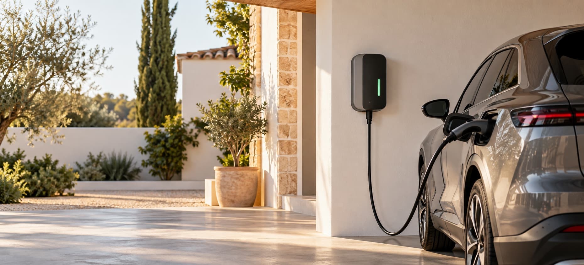 Punto de recarga para coche eléctrico instalado en una vivienda de Córdoba